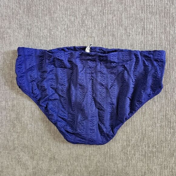 Gottex textured tutti frutti Navy Tab Side textured Hipster Bikini Bottom sz 14 - Picture 2 of 7